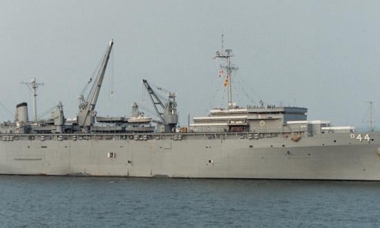 The destroyer tender USS Shenandoah (AD-44) in April 1990. The last of the Yellowstone class, she was decommissioned in 1996. The Navy’s current logistical model for the western Pacific relies on shore-based facilities and would not work well in prolonged combat. Tenders could serve as mobile and distributed logistics hubs, putting critical repair parts in the theater where they are needed.