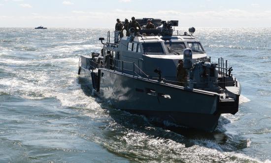 A Mk VI patrol boat attached to Coastal Riverine Squadron 4