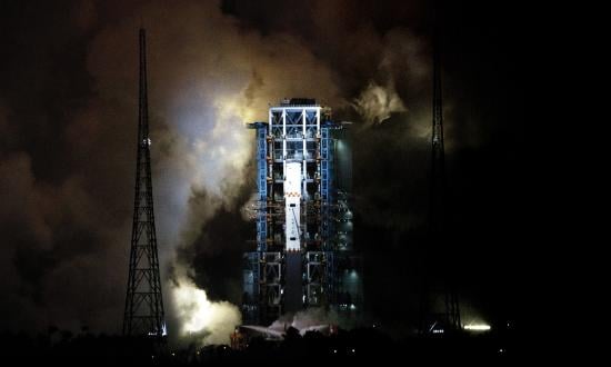 A Long March 5 rocket on the Wenchang Space Site launch pad in Hainan, China, on 24 November 2020.