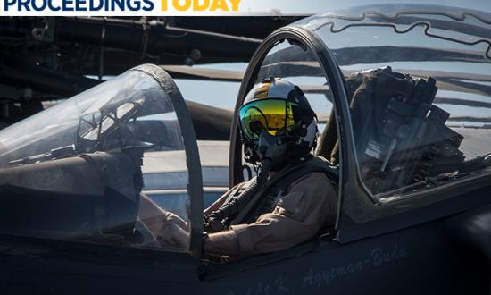 Marine Harrier pilot on board the USS Iwo Jima (LHD-7) 