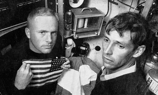 Lieutenant Don Walsh and Jacques Piccard on board the Trieste