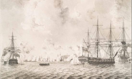 HMS Augusta off Mud Fort 1777