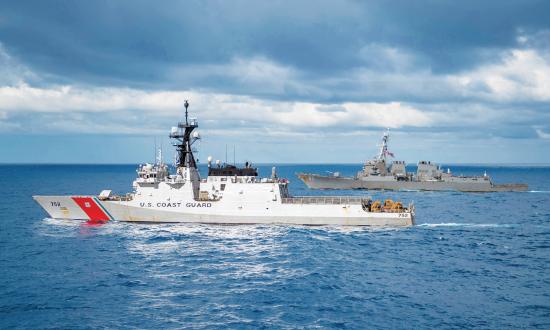 USCGC Stratton (WMSL-752) and USS McCampbell (DDG-85) during Talisman Sabre 2019.