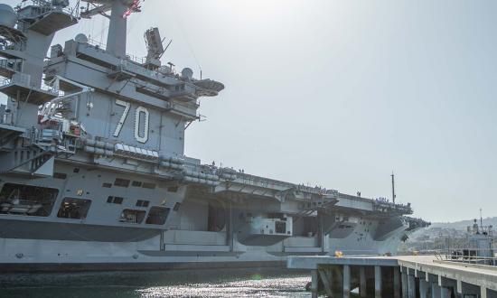The U.S. Navy Nimitz-class aircraft carrier USS Carl Vinson (CVN 70) arrives in Los Angeles Harbor during Los Angeles Fleet Week, May 21, 2024.