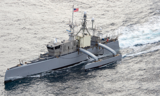 A U.S. ship on the water.