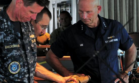 Vice Admiral Lee (right) and Navy Vice Admiral Richard Breckenridge