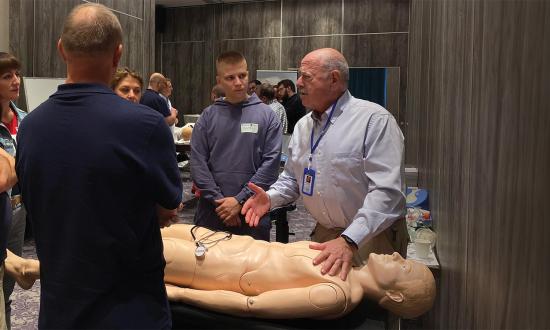Admiral Baker in Ukraine teaching Advanced Trauma Life Support, a standardized  approach to  trauma patient care in the  “golden hour.”