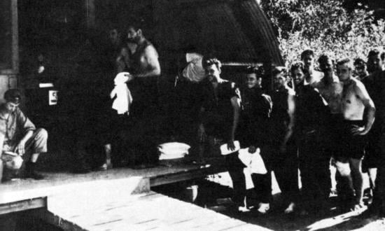Survivors from the USS Helena (CL-50) on Vella Lavella