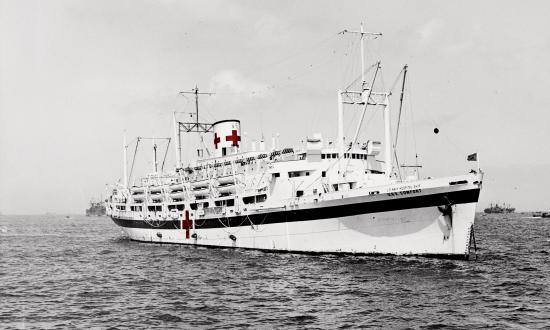 he USS Comfort at anchor off Okinawa. Though clearly identifiable as a noncombatant, she suffered a devastating kamikaze attack in April 1945—the worst ordeal endured by a U.S. Navy hospital ship in World War II.