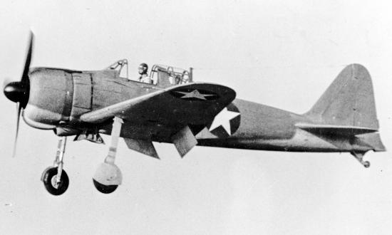 Captured Zero fighter during flight tests made in August 1942.