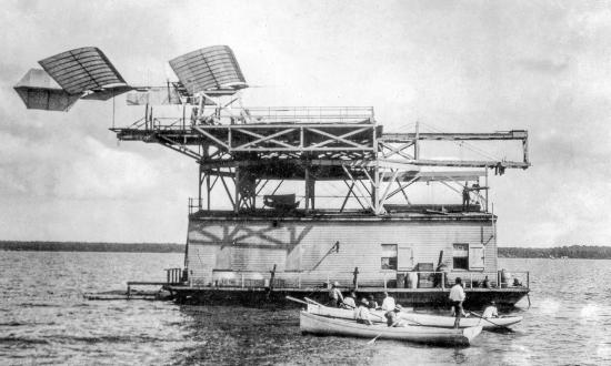 Attempted flight of Langley's full-sized palne, preparatory to launching
