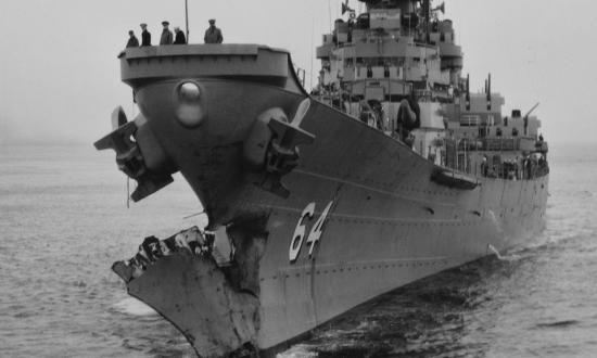USS Wisconsin (BB-64) with damage