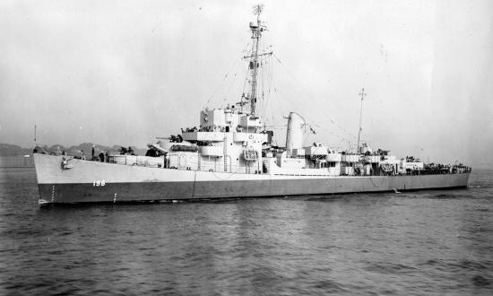 USS Rinehart (DE-196) underway off the New York Navy Yard.