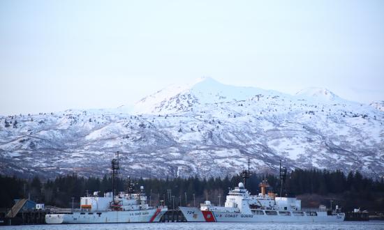 Coast Guard ships steaming in Alaska