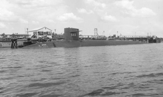 USS THRESHER (SSN 593) moored