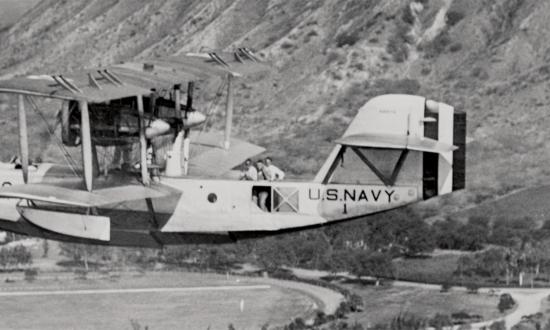Aerial view of a U.S. Navy PN-9 airplane in flight. (9/1925) Official U.S. Navy Photograph