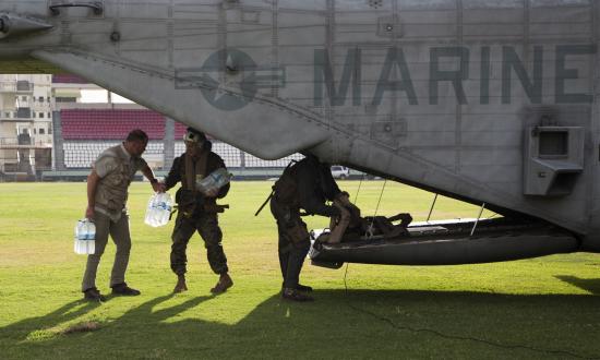 Marine CH-53E delivers clean water to the Dominican Republic in 2017.