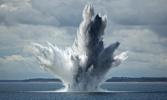 Stock image of the surface effects of an underwater explosion