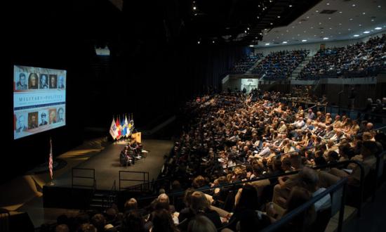 The 2017 Naval History Conference "Military and Politics" engaged a packed audience at the U.S. Naval Academy's Alumni Hall on October 5.