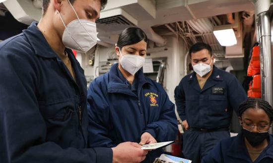 Sailors with face masks