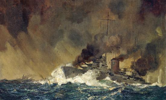  The "Achilles" opening the attack on the "Graf Spee" by Edward S. Annison