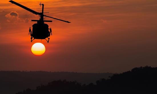 Helicopter Sunset Banner