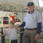 CAPT (Ret.) Stephen Goldhammer, USCG, and his grandson, Luke Belmont, 5, at the Udvar-Hazy National Air and Space Museum in October, 2016 in front of Coast Guard HH-52A 1426.